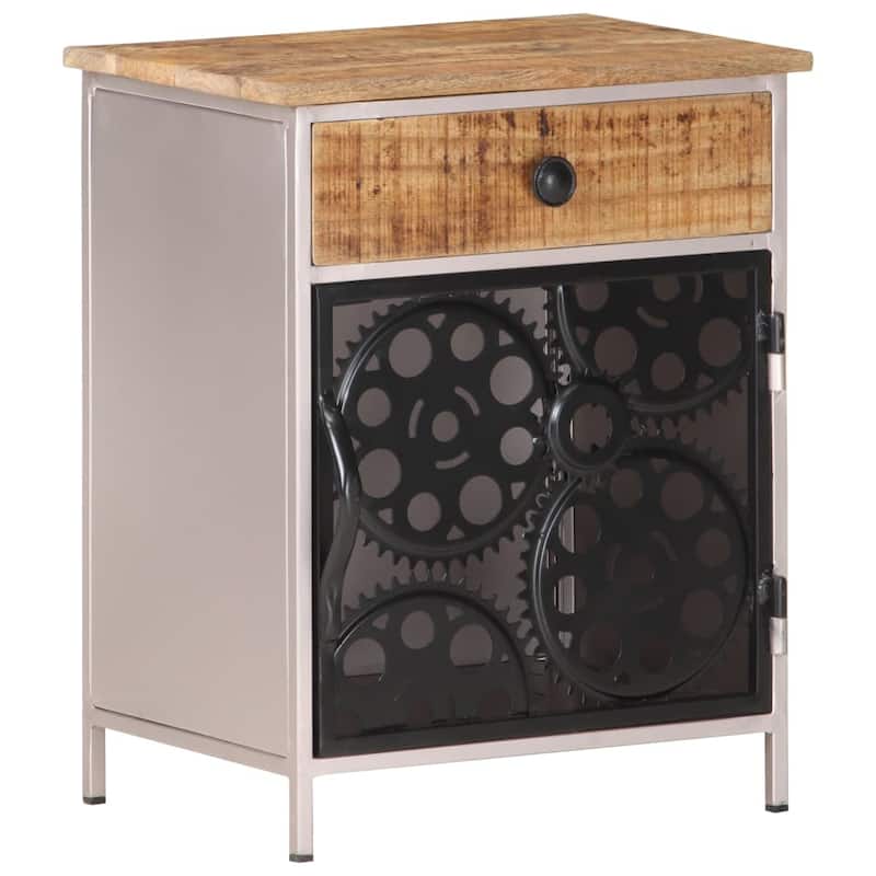 vidaXL Bedside Cabinet 15.7"x11.8"x19.7" Rough Mango Wood