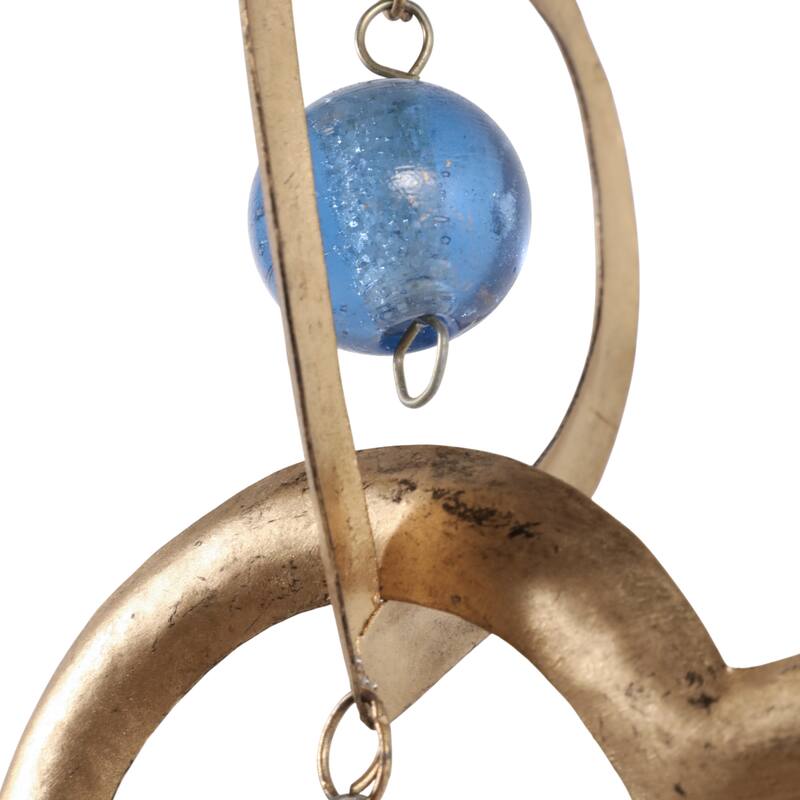 Glass Metal Bells and Windchimes Hearts Stars - 39" Gold/Blue - 7" x 2.5" x 39"