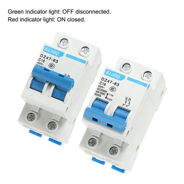 Miniature Circuit Breaker Low Voltage AC 16A 400V 2 Pole DZ47-63