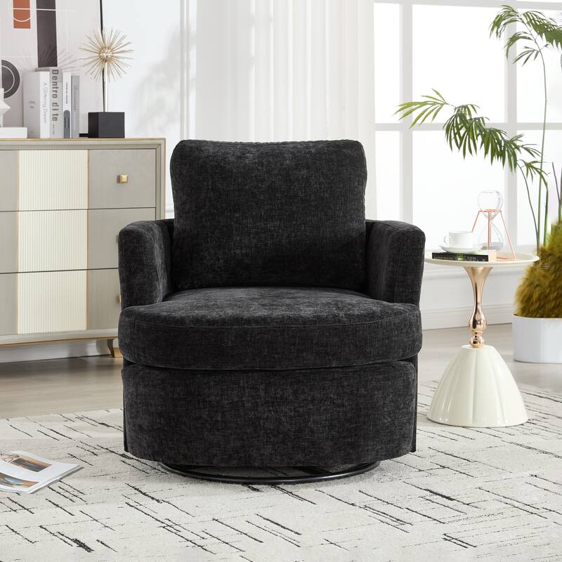 GDFStudio - Evarist Chenille Swivel Chair with Metal 360°Turntable