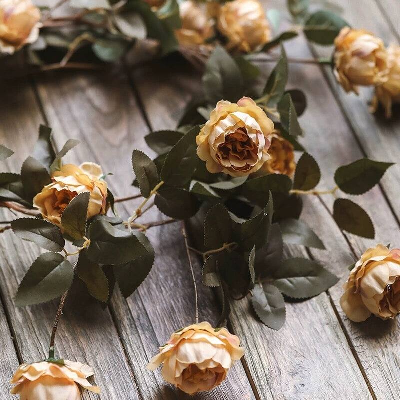 RusticReach Artificial Small Peony Flower Vine 65" Long