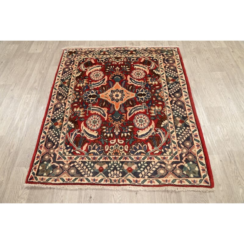 Vegetable Dye Bakhtiari Persian Area Rug Hand-knotted Wool Carpet - 3'9" x 4'6"