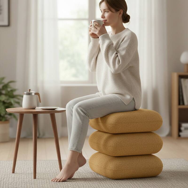 Modern 360° Swivel Multi-Layer Upholstered Ottoman