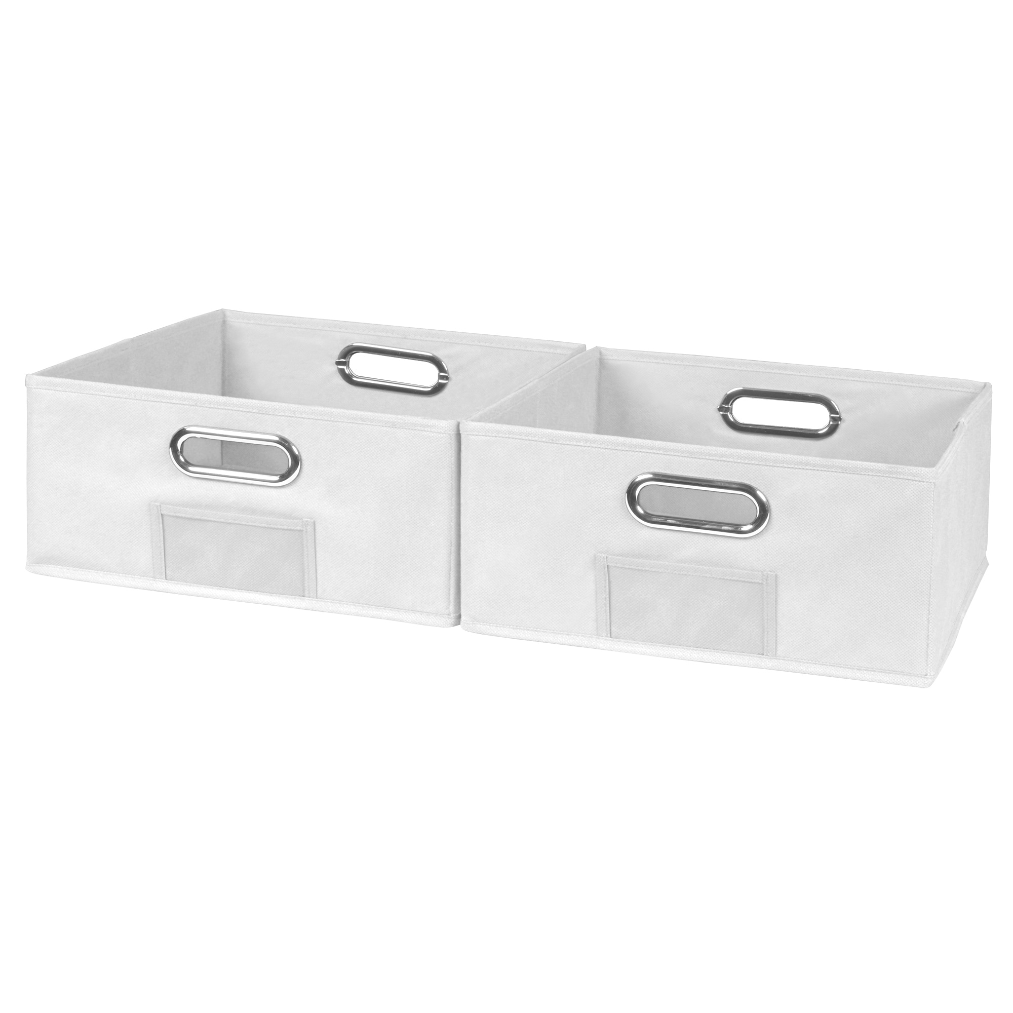 Noble Connect Set of 2 Half Size Foldable Fabric Storage Bins White