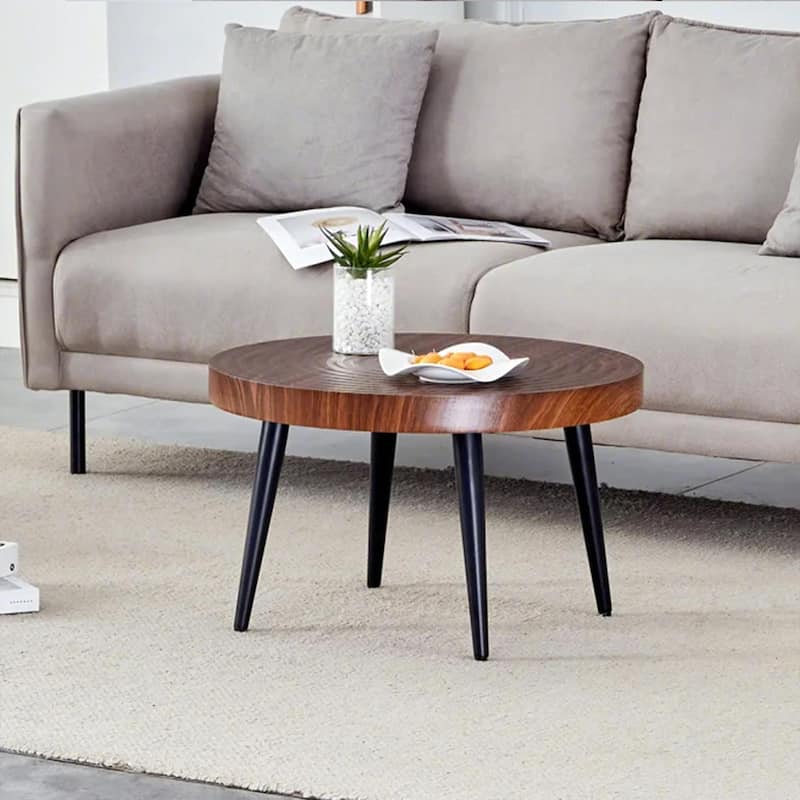 Modern Round Coffee Table - Annular Texture