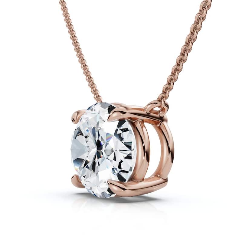 Bliss Diamond Certified 3Ct Diamond Oval Solitaire Pendant Gold 18" Women's Chain Lab Grown - Rose