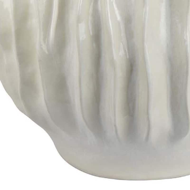 Esam Decorative Planter, Textured Ceramic Body, 19 Inch White