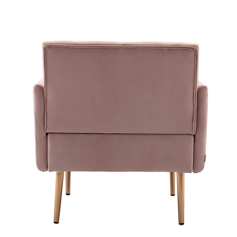 Velvet Upholstered Tufted Accent Chair With Golden feet