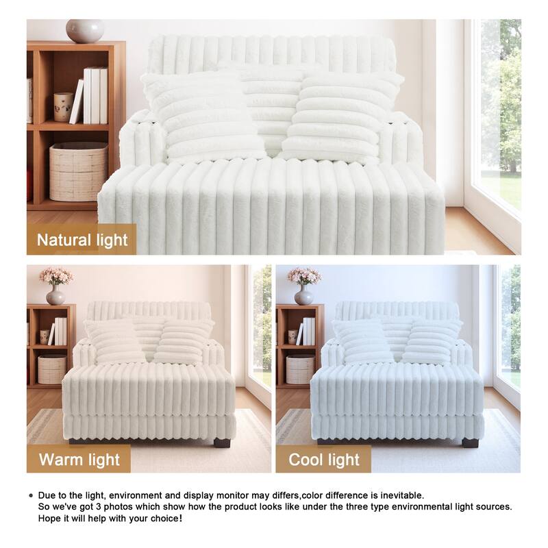 42"W Upholstered Chaise Lounge Sofa Bed with Pillow and Cup Holder