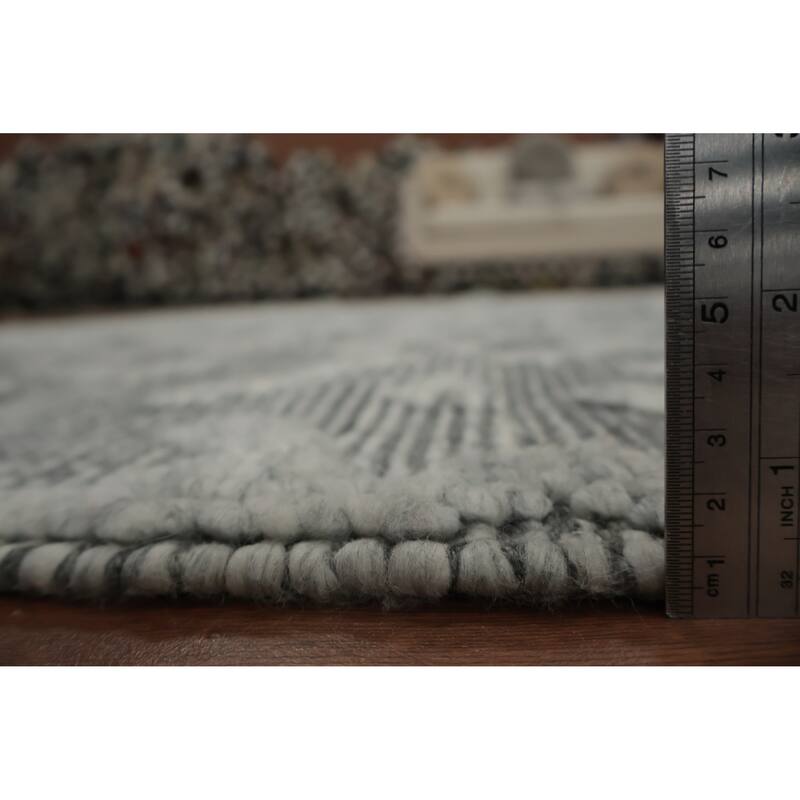 Hand Knotted Oriental 100% Wool Carpet Modern Geometric Greys & Charcoal Modern Gotti Design Area Rug - 10' 5'' X 6' 9''