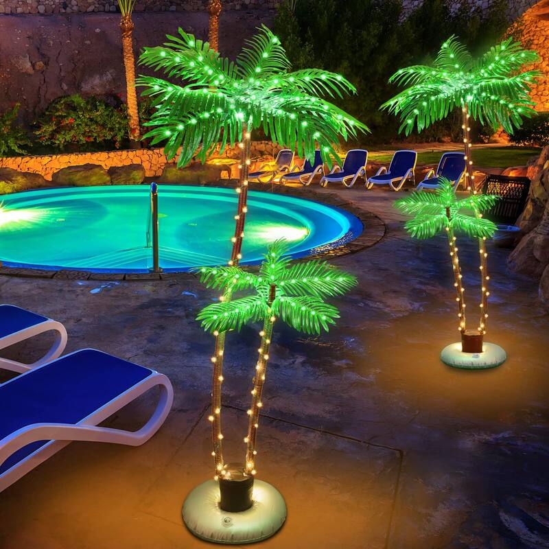 Solar Lighted Palm Trees for Outside Patio, Bar Pool Deck Outdoor