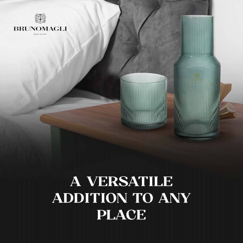 Bruno Magli Ribbed Carafe with Tumbler Lid - 28 oz