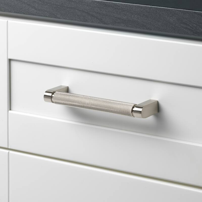 GlideRite 5-Pack 5-inch Center Solid Knurled Bar Pull Satin Nickel