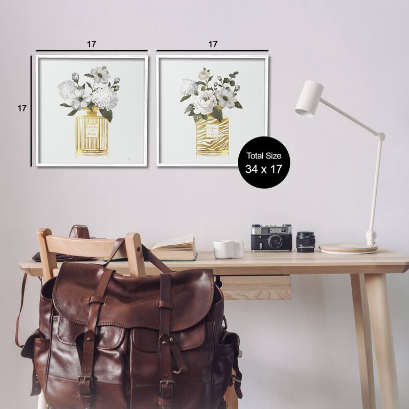 Stupell Glam Detailed Perfume Bouquets Framed Giclee Art Design By Nan (Set of 2)