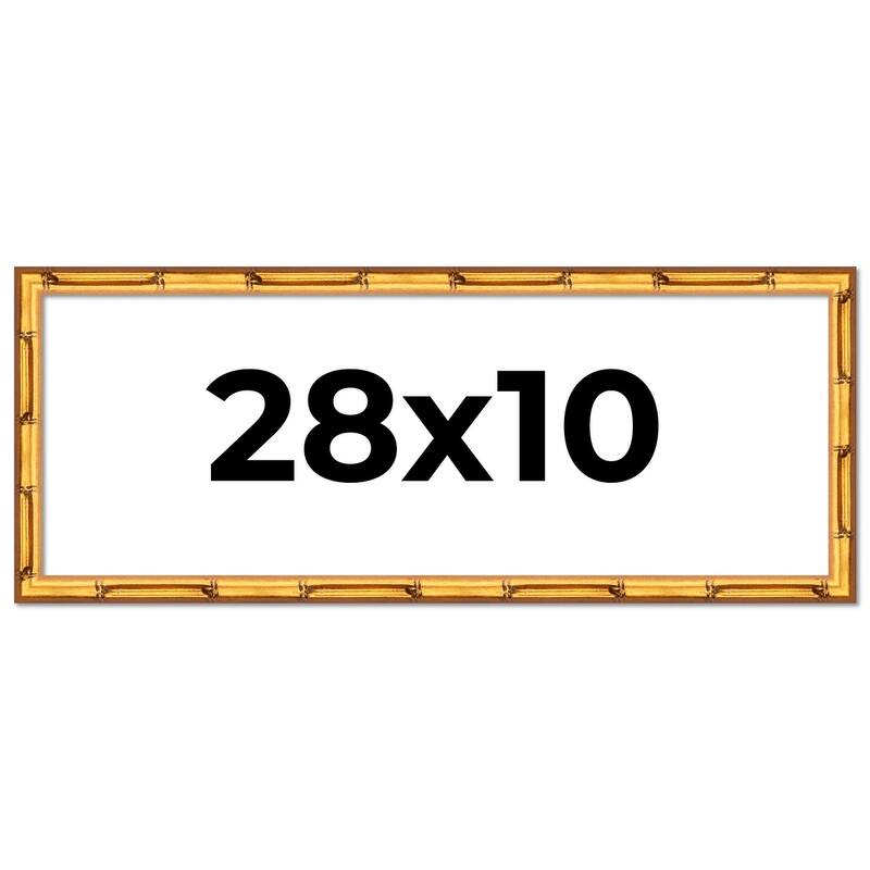 28x10 Frame Gold Bamboo Picture Frame Modern Photo Frame Includes UV Acrylic Shatter Guard Front Acid Free Foam Backing Board