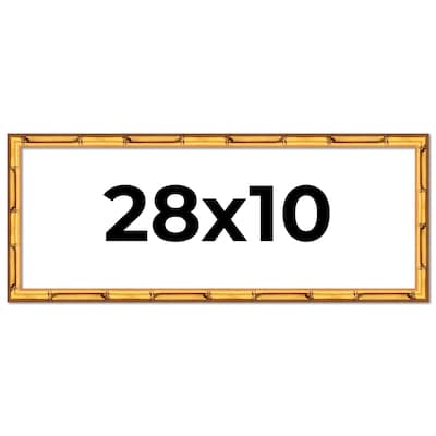 28x10 Frame Gold Bamboo Picture Frame Modern Photo Frame Includes UV Acrylic Shatter Guard Front Acid Free Foam Backing Board