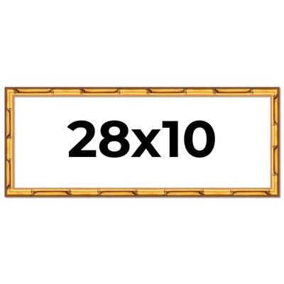 28x10 Frame Gold Bamboo Solid Wood Picture Frame | 1 Inch Moulding