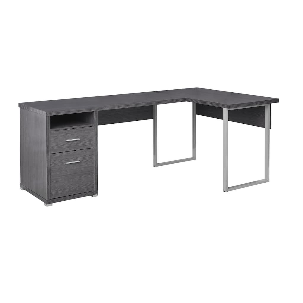 47" Grey L-Shape Computer Desk With Two Drawers