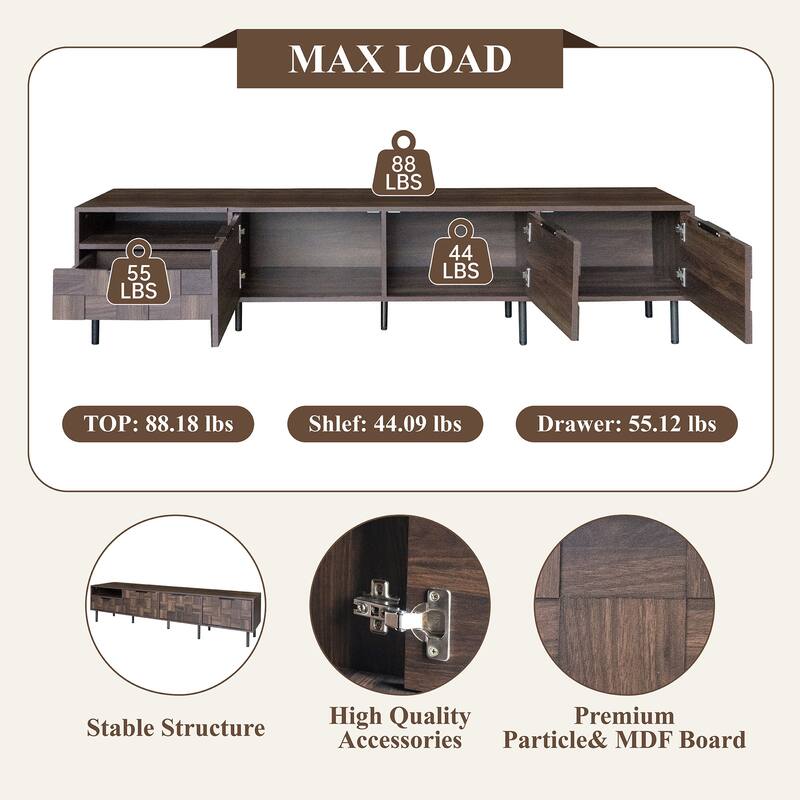78 " Mid Century Modern TV Stand for 65+ Inch TVs, TV Console with Storage Cabinets for Living Room,Entertainment Center Storage