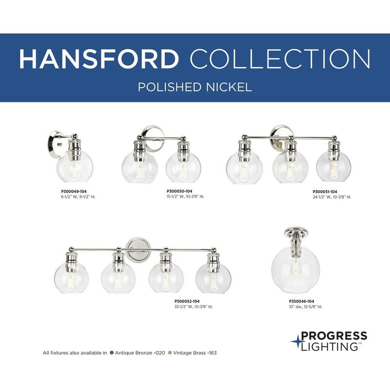 Hansford Collection 1-Light Polished Nickel Flushmount