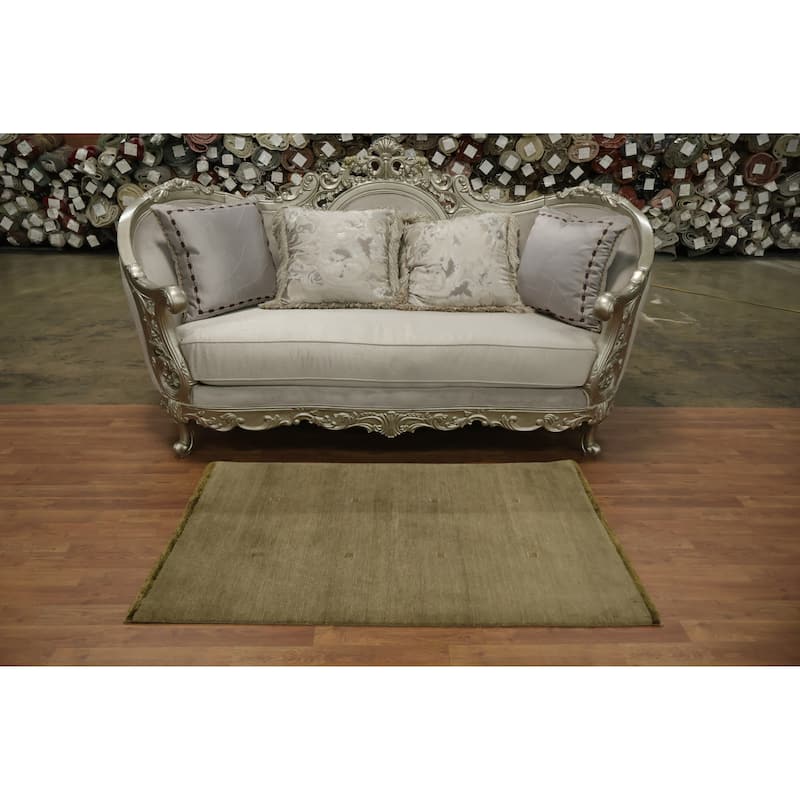 Hand Knotted Oriental 100% Wool Carpet Modern Abstract Green Nepalese Area Rug - 5' 0'' X 3' 0''