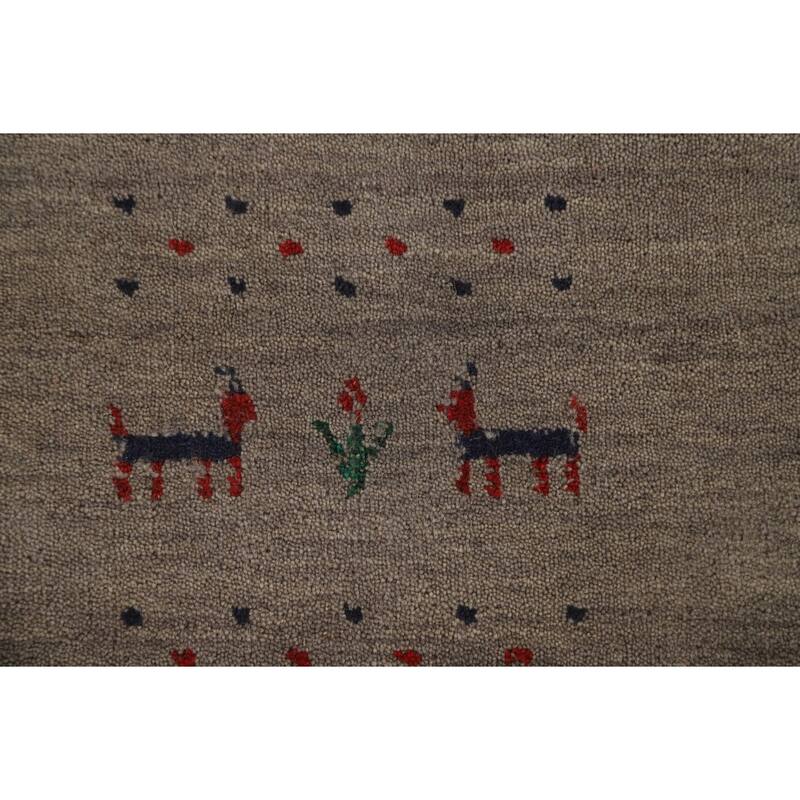 Tribal Brown Gabbeh Oriental Area Rug Hand-Knotted Wool Carpet - 7'1" x 9'9"