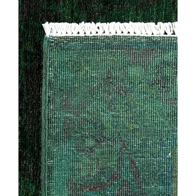 Overdyed One-of-a-Kind Hand-Knotted Runner Rug - Green - 2' 8" x 9' 10"