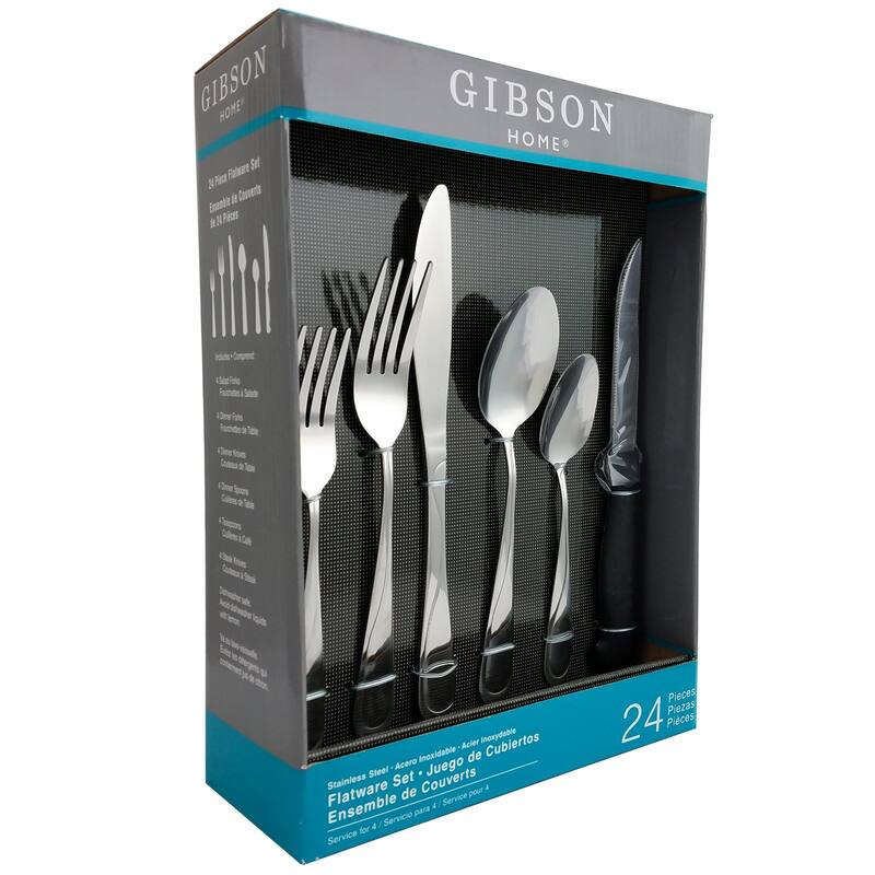 Passiflora Plus 24 Piece Stainless Steel Silverware Set Mirror Polished
