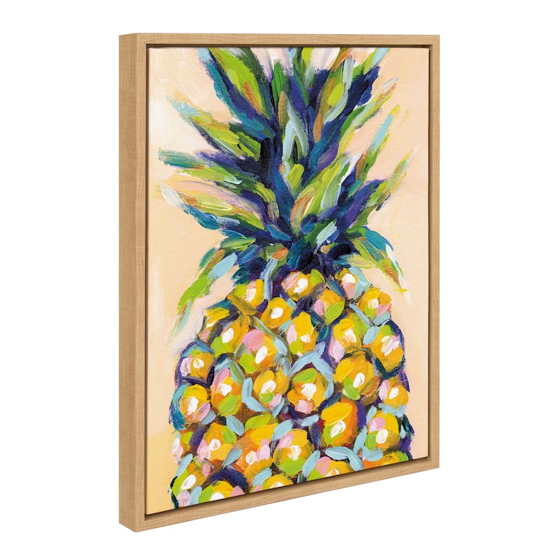Kate and Laurel Sylvie Pineapple Framed Canvas by Rachel Christopoulos - 18x24 - Plastic - Brown