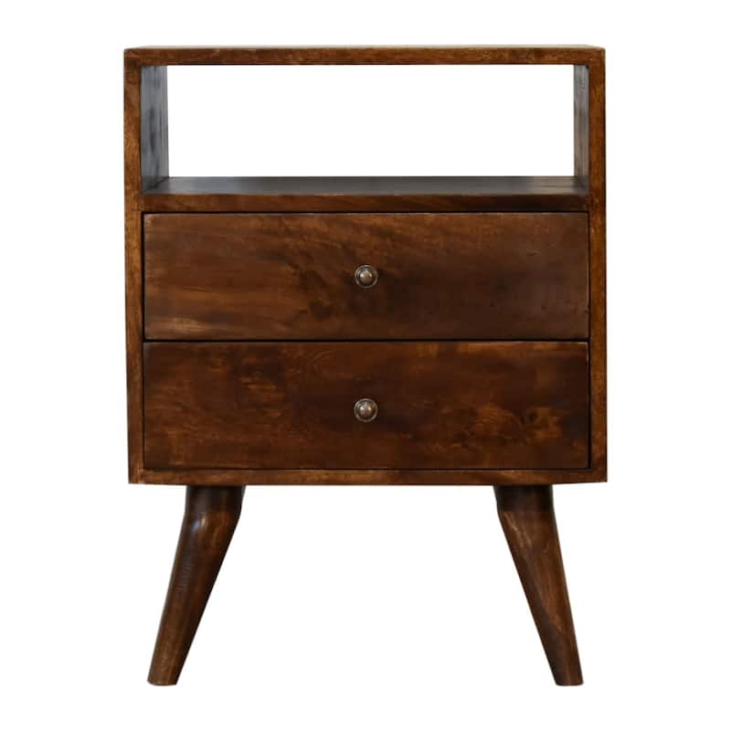 HomeRoots 24" Chestnut Solid Wood Two Drawer Nightstand