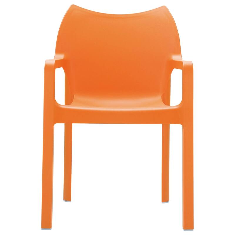 33" Orange Outdoor Patio Solid Dining Arm Chair