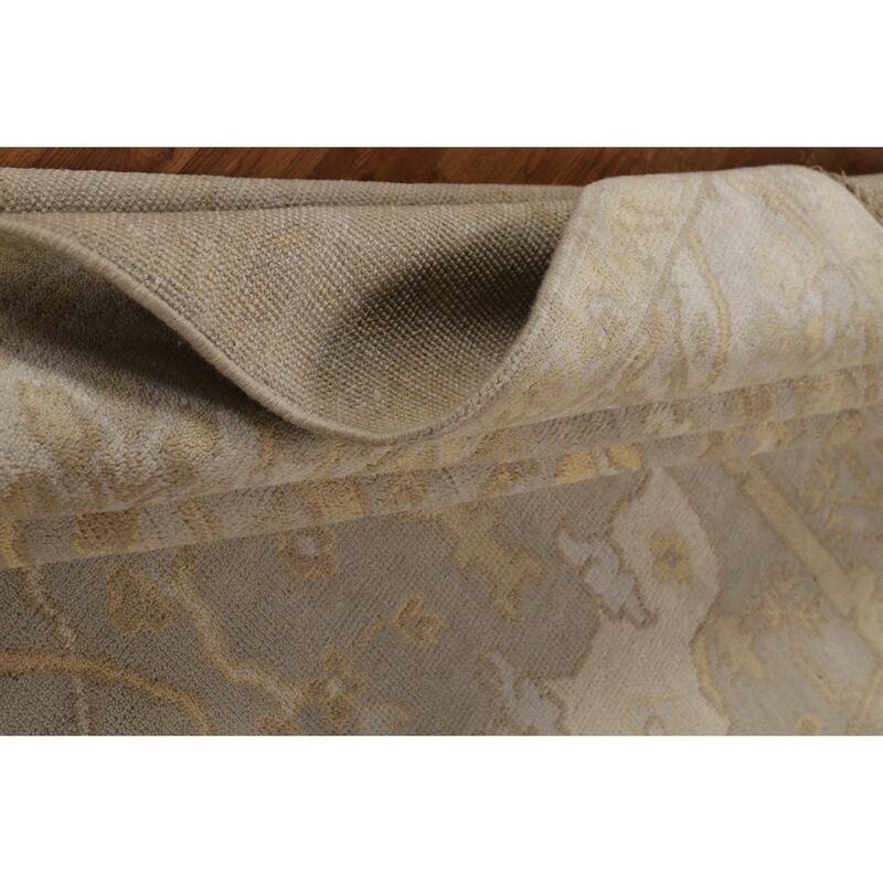 Earth Tone Oushak Indian Area Rug Handmade Living Room Wool Carpet - 8'1"x 9'10"