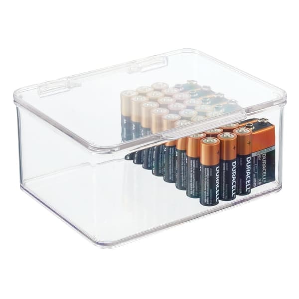 MDesign Plastic Stackable Bathroom Storage Organizer with Drawer, 4 Pack,  Clear