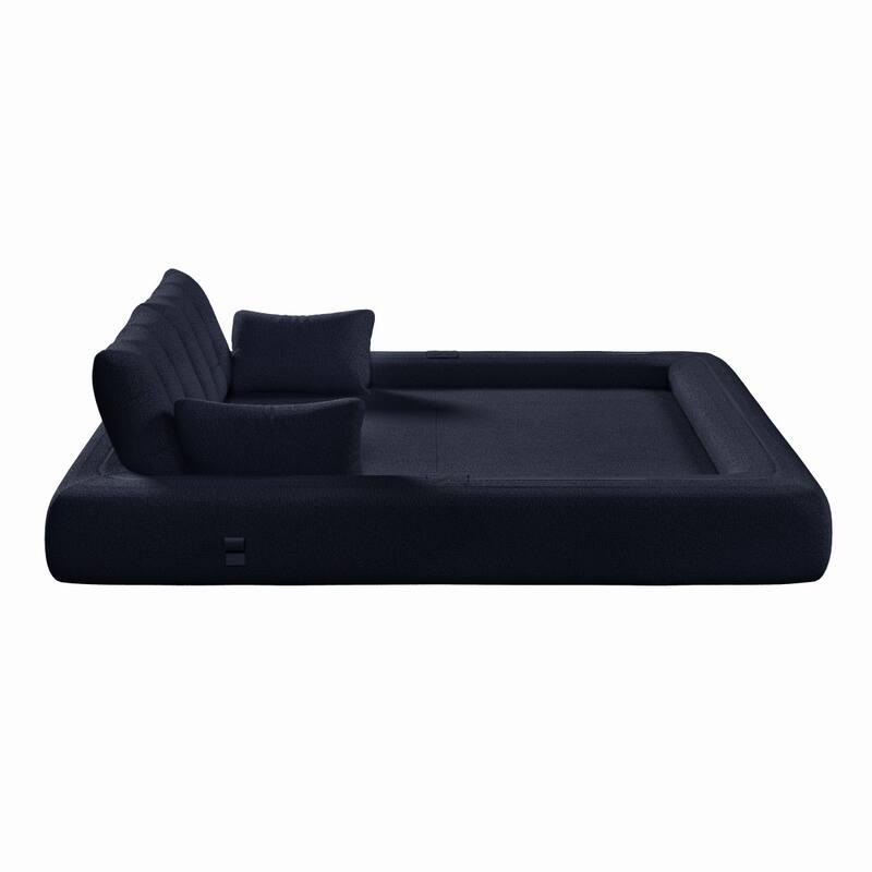 78.7" Teddy Fabric Multi-Functional Foldable 3-in-1 Sofa Bed with Pillows, Lazy Sofa Couch