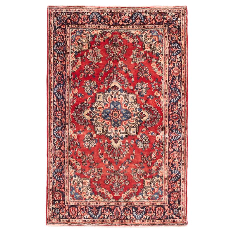 ECARPETGALLERY Hand-knotted Andelz Red Wool Rug - 4'2 x 6'7