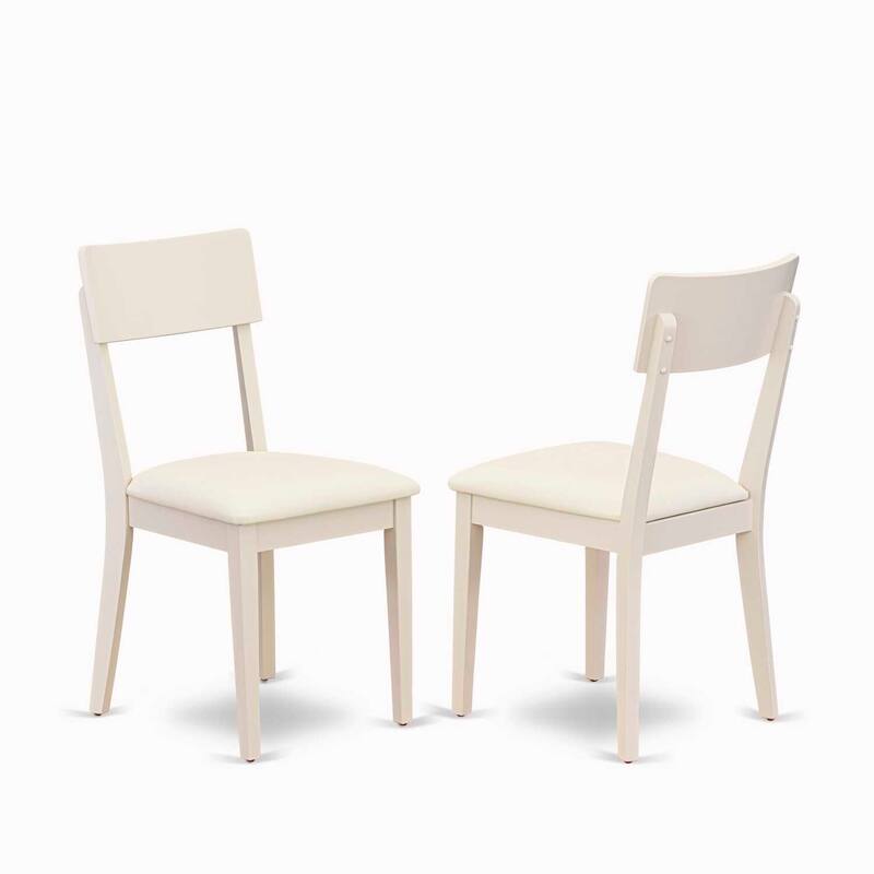 HomeStock 5-Piece Rectangle Linen White Finish Solid Wood Top Dining Table with 2 Benches, 2 Chairs with Lattice Back