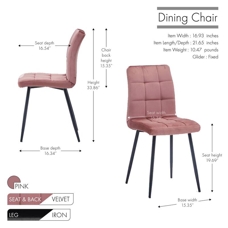 Porthos Home Pacie Dining Room Chairs Set Of 4, Velvet And Iron Legs