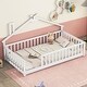 preview thumbnail 37 of 40, Twin Pine Wood House-Shaped Bedside Floor Bed with Guardrails, Slats