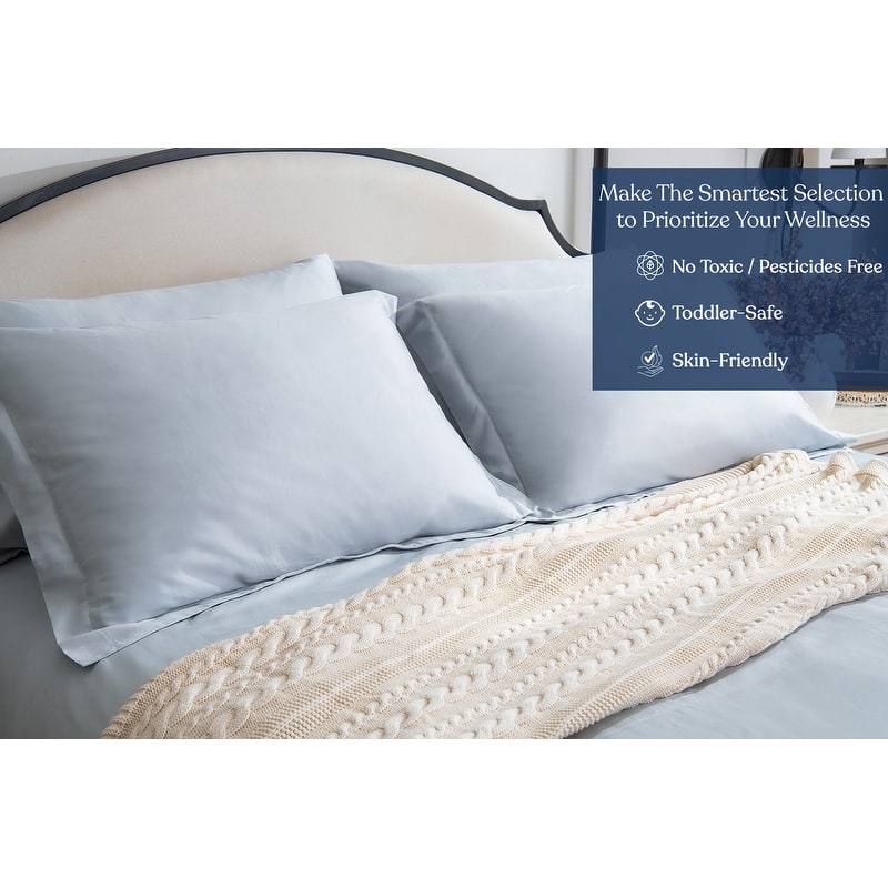 Delara GOTS Certified 100% Organic Cotton Fitted Sheet, 400TC Long Staple Cotton, Moisture-Wicking, Smooth & Breathable