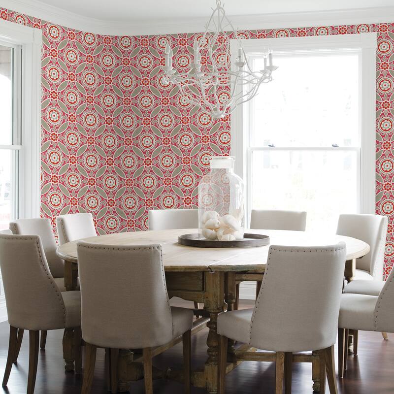 A-Street Prints Maya Pink Medallion Wallpaper