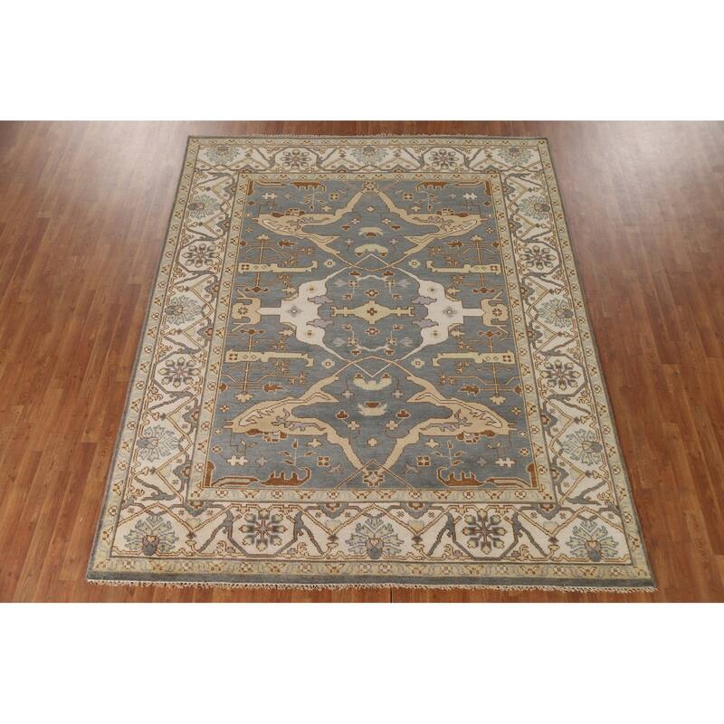 Gray Oushak Oriental Area Rug Handmade Wool Carpet - 7'11"x 9'8"