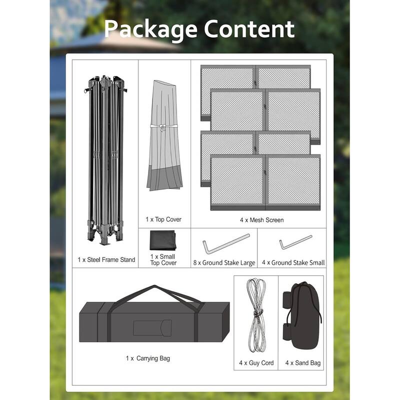 13x13 Outdoor Pop up Gazebo, with Mosquito Netting - 13*13Ft
