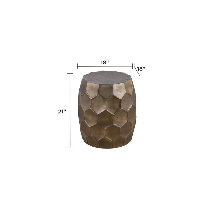 Modern Contemporary Aluminum material End Table, Side Table with Glossy Diamond-Patterned Base