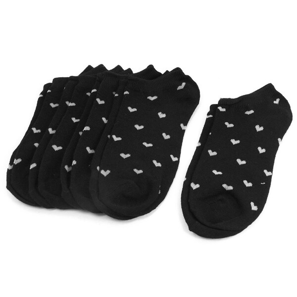 Father's Day 5 Pairs White Heart Print Elastic Low Cut Ankle Sports Socks for Unisex