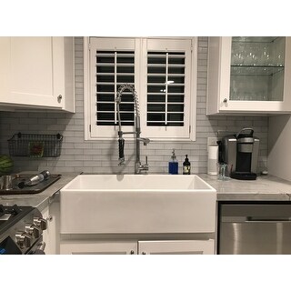 Shop Crestwood 36 Fireclay Sink Reversible Smooth Casement Design White Overstock 25722773