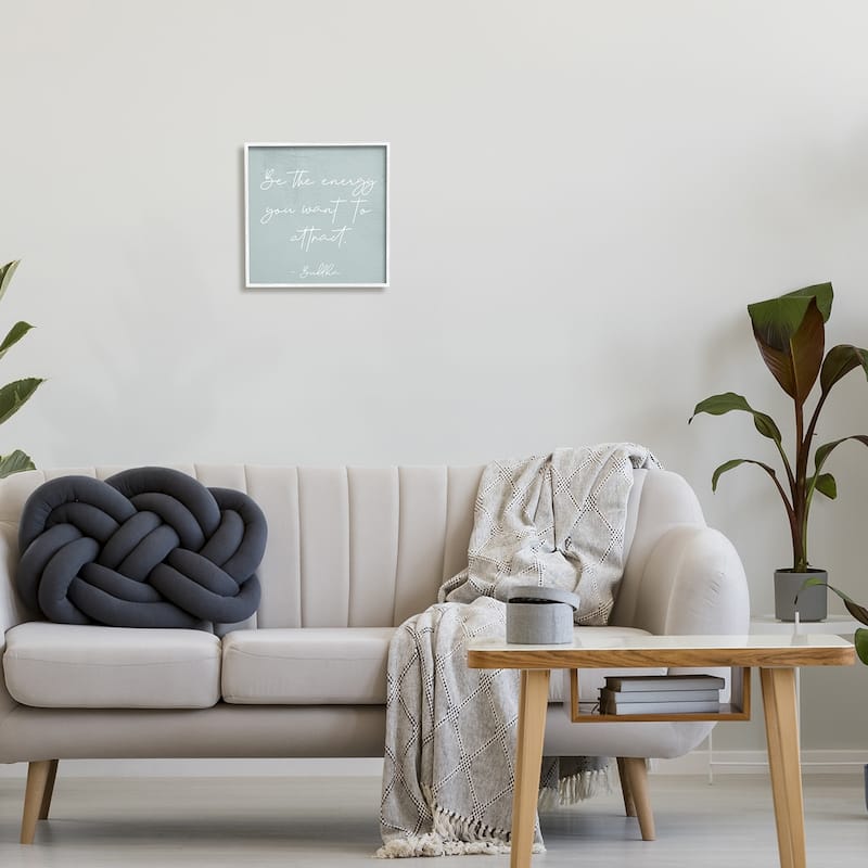 Stupell Inspirational Buddha Sentiment Motivational Phrase Calligraphy Framed Wall Art, Design by Daphne Polselli - Blue