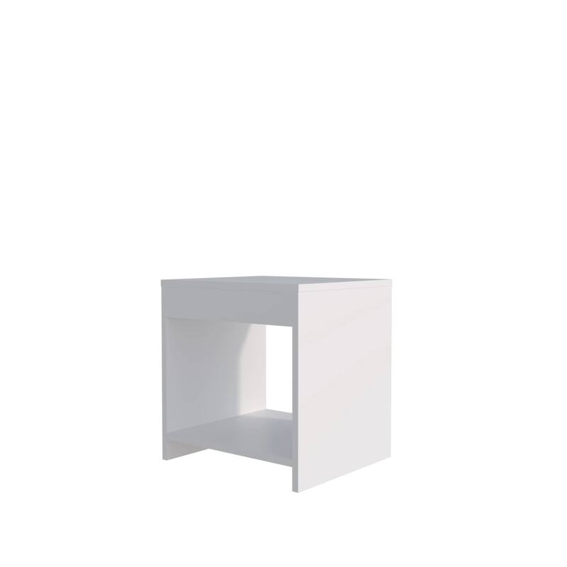 White Nightstand with Open Storage for Books and Décor