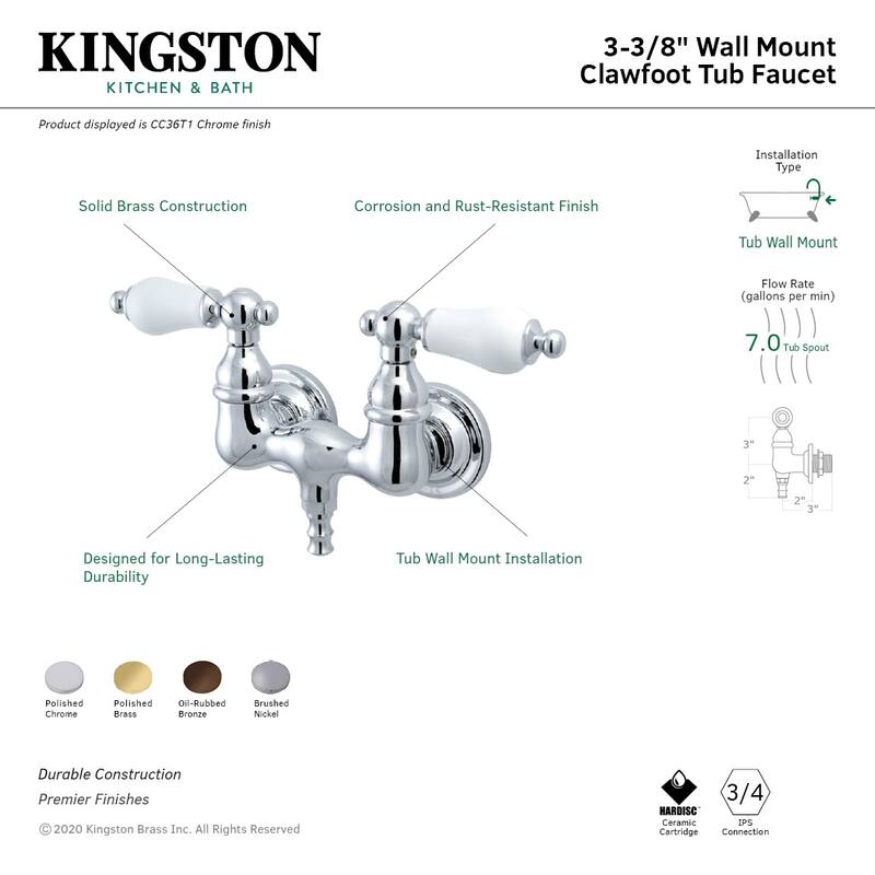 Kingston Brass Vintage Wall Mounted Clawfoot Tub Filler with Porcelain
