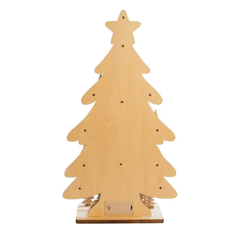 Kurt Adler 23.6-inch Lighted Wooden Christmas Tree with Village Scene