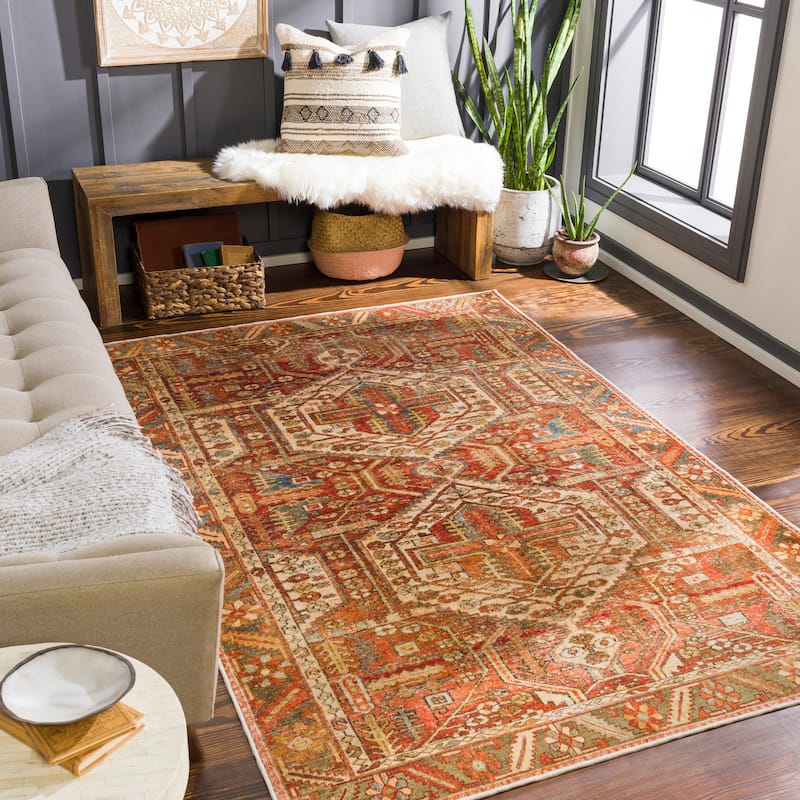 Livabliss Sindri Persian Machine Washable Area Rug - 2' 6" x 8' - Red - Runner